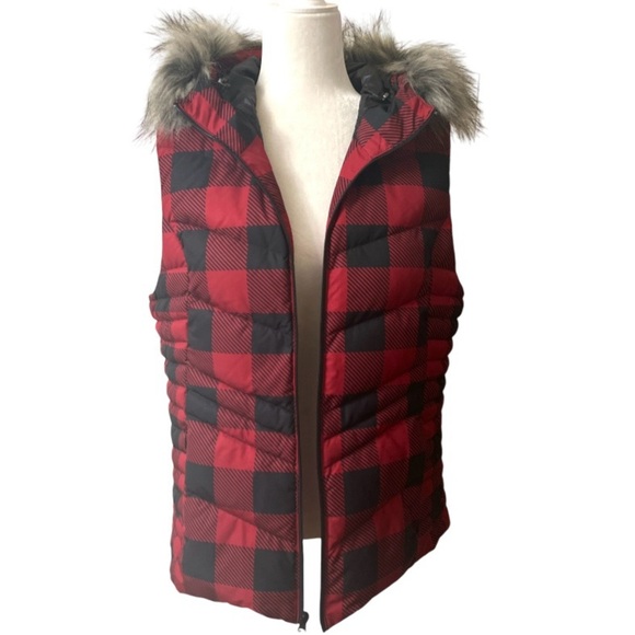 Alpine Design down vest buffalo plaid removable Hood fall winter large NWT - Picture 8 of 13